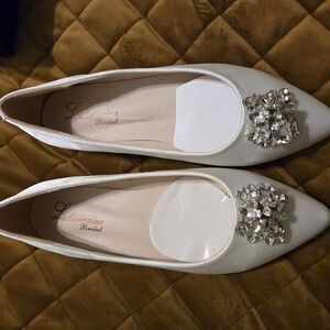 White Flats with Crystal Embellishments